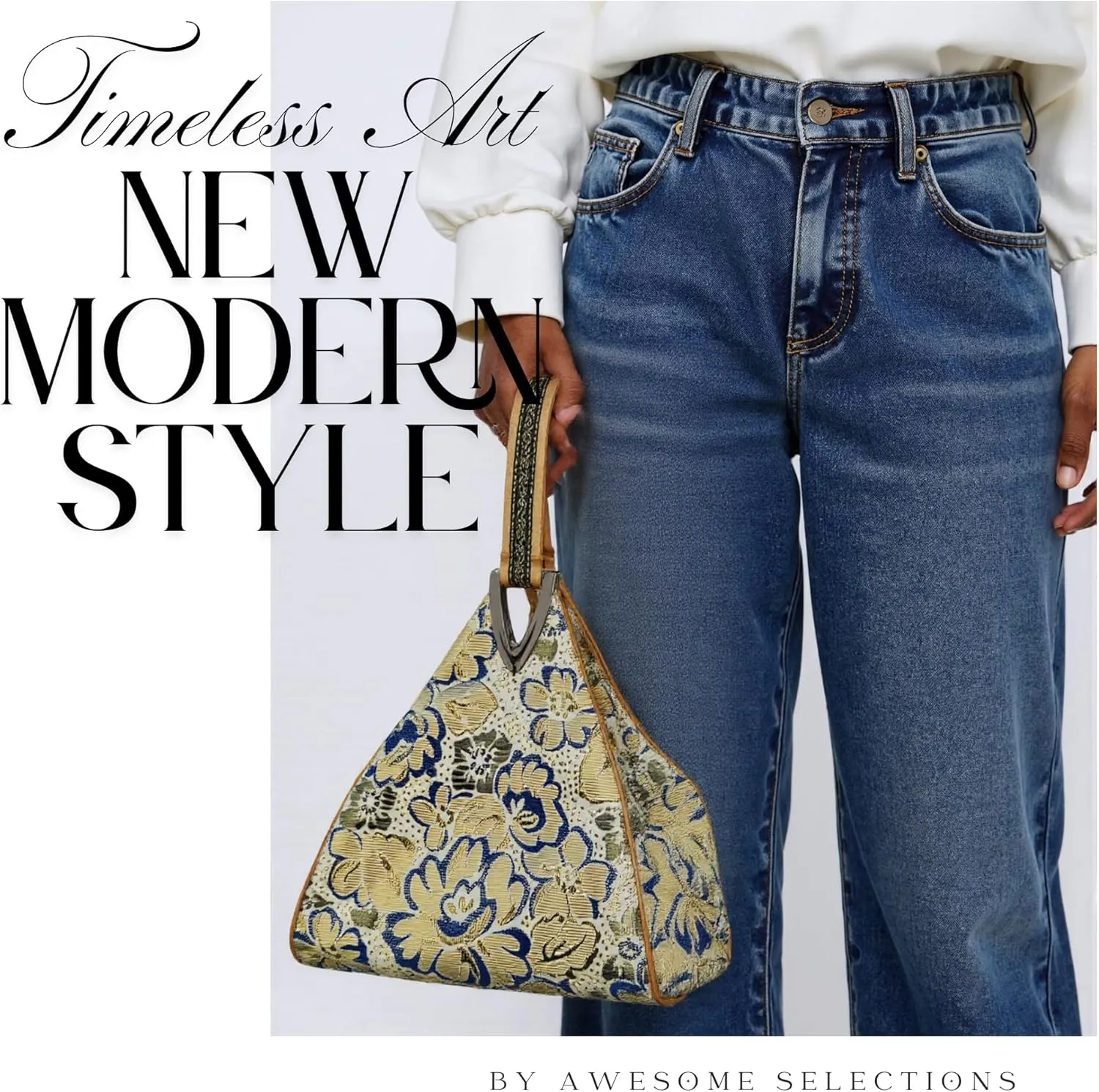 Yunjin Cloud Brocade Silk Pyramid Handbag for Women, Lightweight Handbag, Cute Trendy Zipper Tote Bag for Summer Vacation
