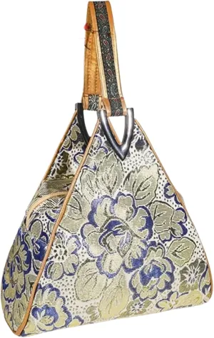 Yunjin Cloud Brocade Silk Pyramid Handbag for Women, Lightweight Handbag, Cute Trendy Zipper Tote Bag for Summer Vacation