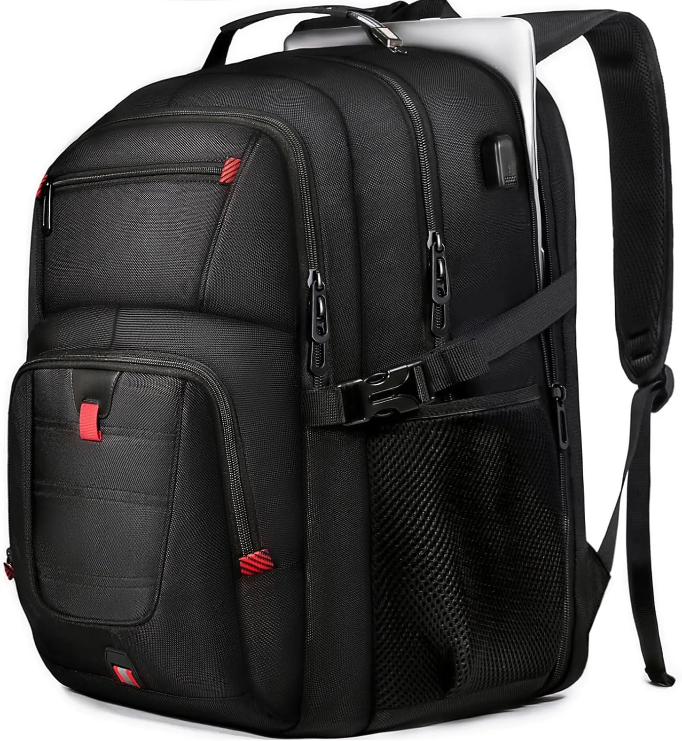 Z-MGKISS Large Travel Backpack, USB Computer Bagpack Fits 18.4 Inch Laptop, Business Backpack for Men, TSA Flight Approved, Laptop Backpacks, Daypack Weekender Bag for Teacher College Work, Black