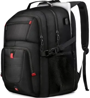Z-MGKISS Large Travel Backpack, USB Computer Bagpack Fits 18.4 Inch Laptop, Business Backpack for Men, TSA Flight Approved, Laptop Backpacks, Daypack Weekender Bag for Teacher College Work, Black