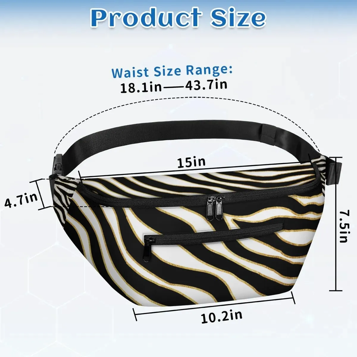 Zebra Leopard Shape Sling Bag Crossbody Backpack Chest Daypack for Women Sport Travel Hiking Casual Bag Multipurpose Waist Pack With Zipper Closure Adjustable Strap Shoulder Bag