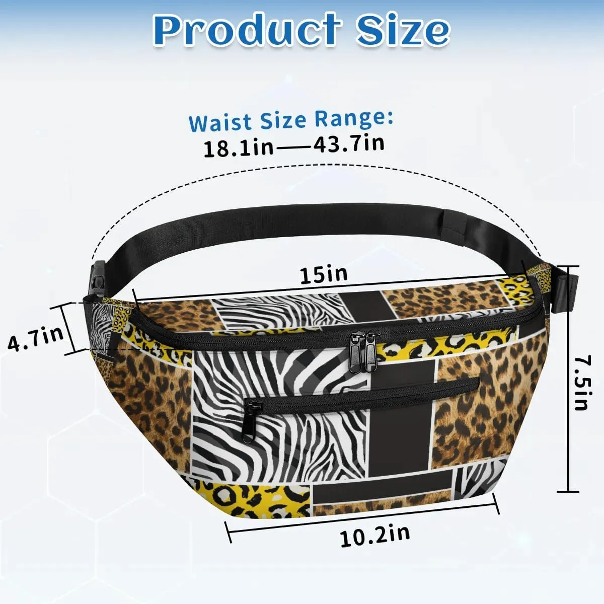 Zebra Leopard Sling Bag Crossbody Backpack Chest Daypack for Women Sport Travel Hiking Casual Bag Multipurpose Waist Pack With Zipper Closure Adjustable Strap Shoulder Bag