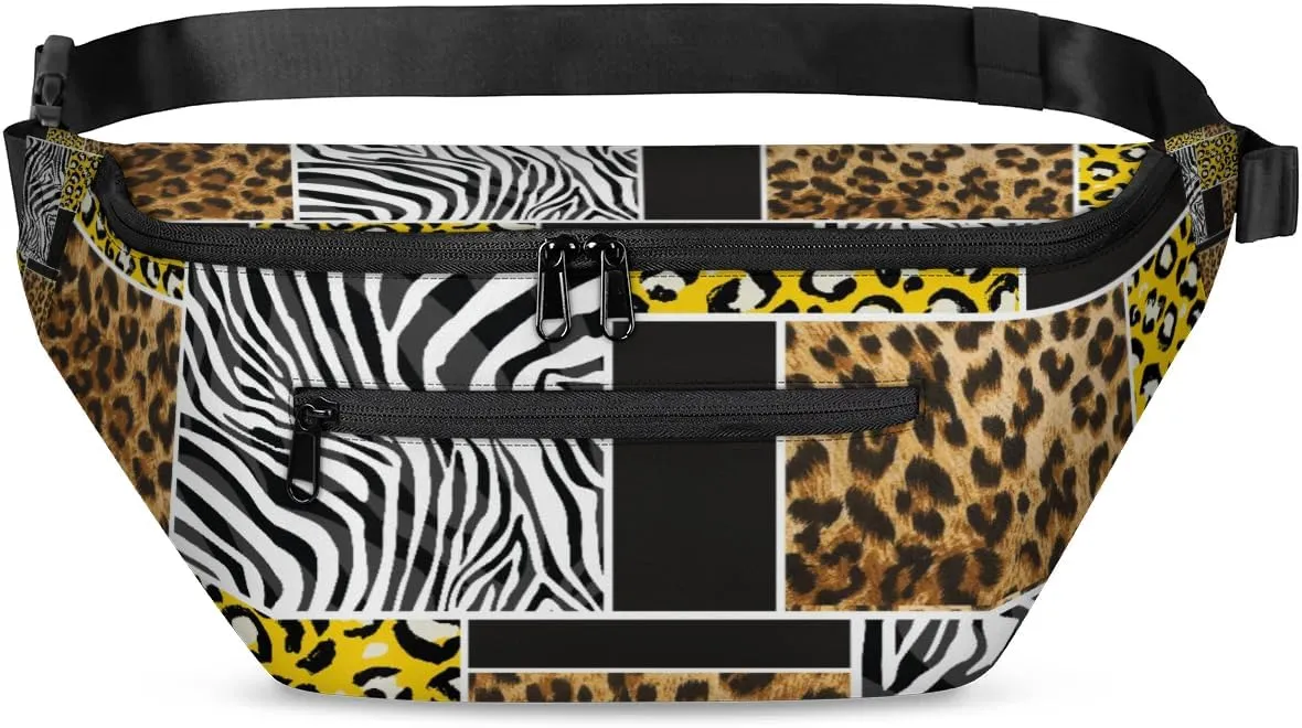 Zebra Leopard Sling Bag Crossbody Backpack Chest Daypack for Women Sport Travel Hiking Casual Bag Multipurpose Waist Pack With Zipper Closure Adjustable Strap Shoulder Bag