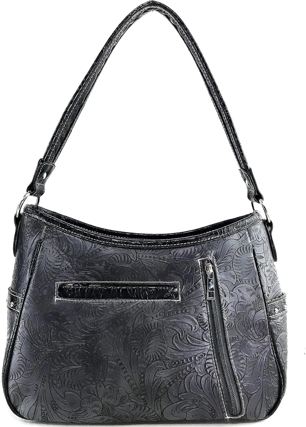 Zelris Floral Western Pu Tooled Leather Turquoise Concho Feathers Conceal Carry Women Hobo Purse Handbag