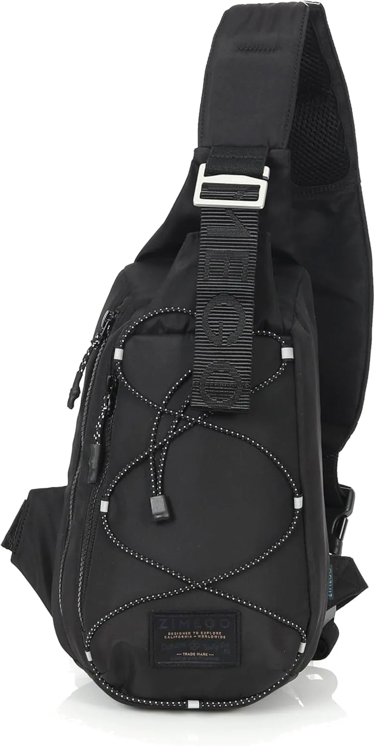 ZIMEGO Tactical Fanny Pack and Crossbody Bag - Utility Sling Bag for Travel and Outdoor, Black