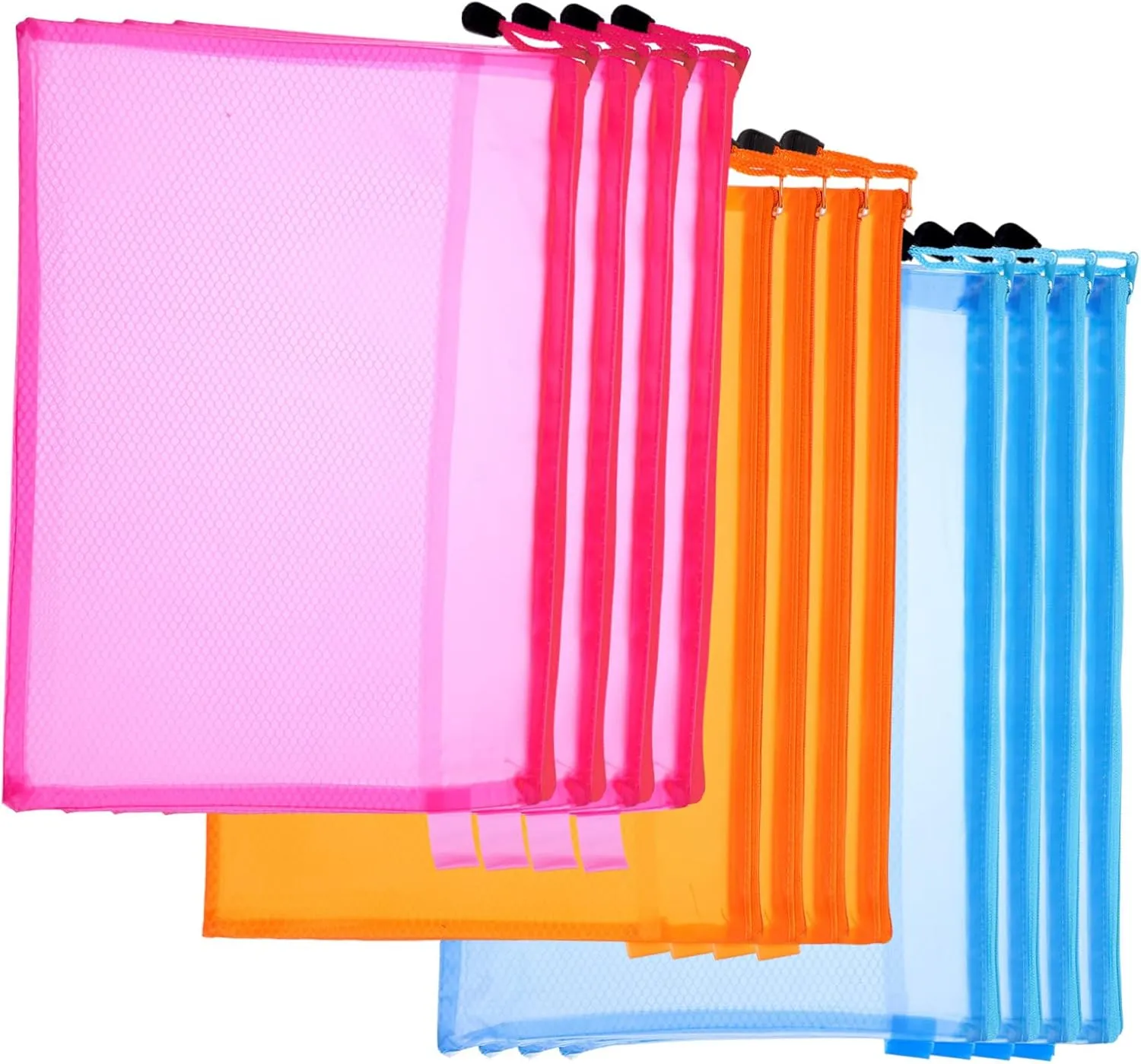 Zipper Pouch Set of PVC File Pouches Large Bags for Travel Office School Organizer