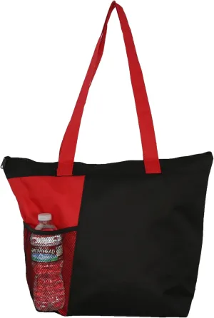 Zipper Shoulder Tote with Mesh Pocket