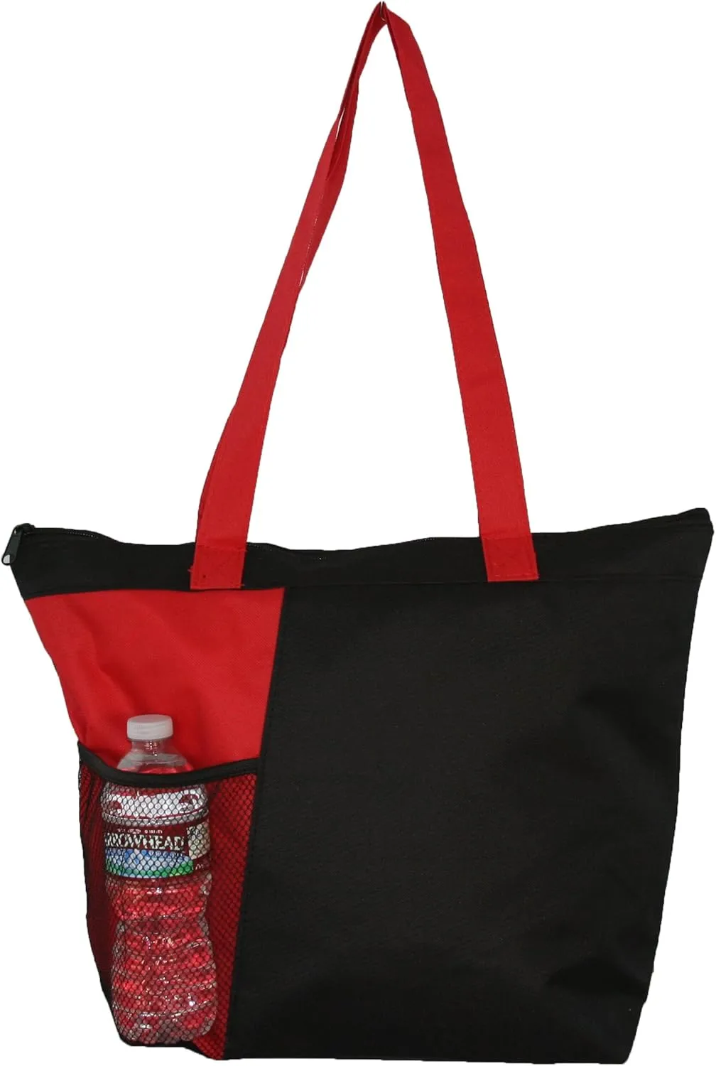 Zipper Shoulder Tote with Mesh Pocket
