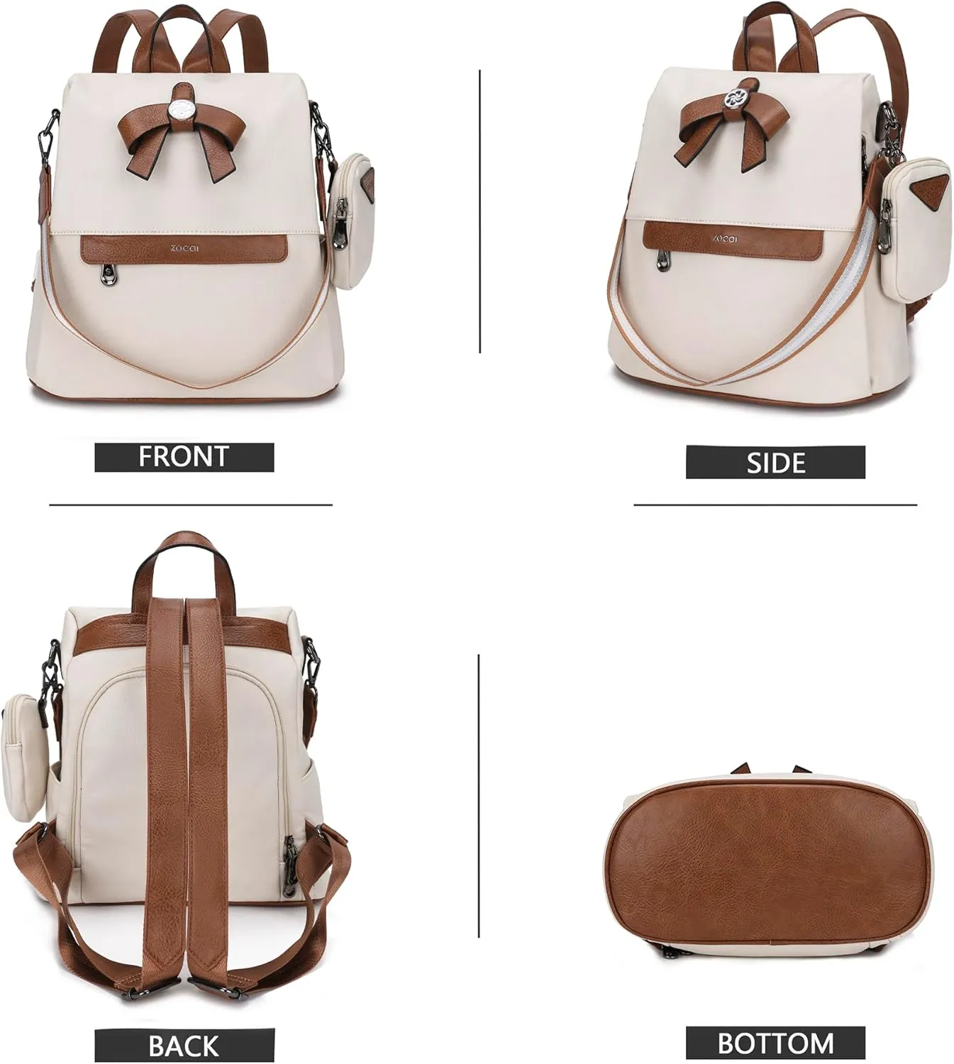 ZOCAI Backpack Purse for Women Fashion Backpack Purses PU Leather Daypacks Anti-Theft Shoulder Bag Satchel Purse