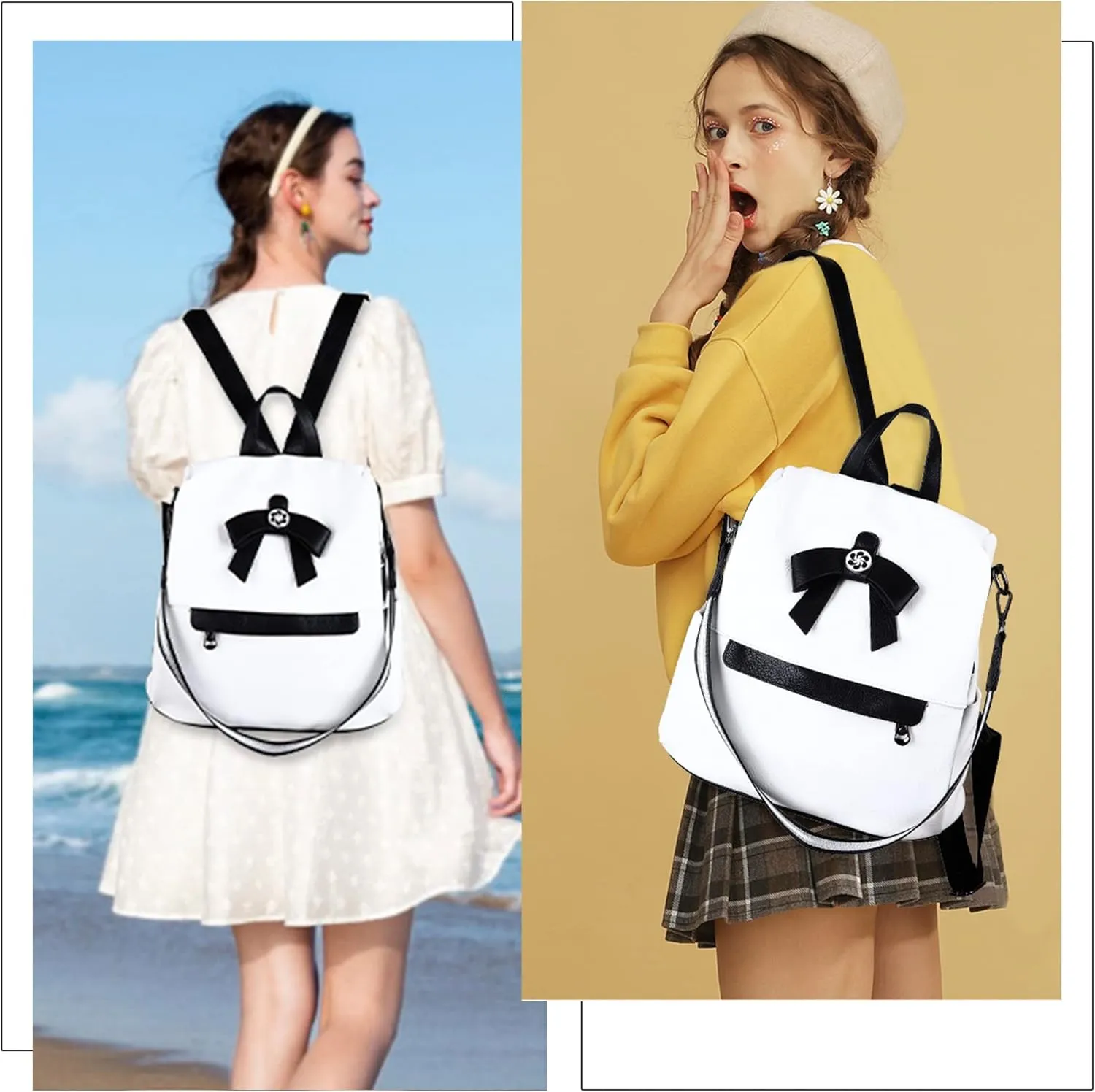 ZOCAI Backpack Purse for Women Fashion Backpack Purses PU Leather Daypacks Anti-Theft Shoulder Bag Satchel Purse