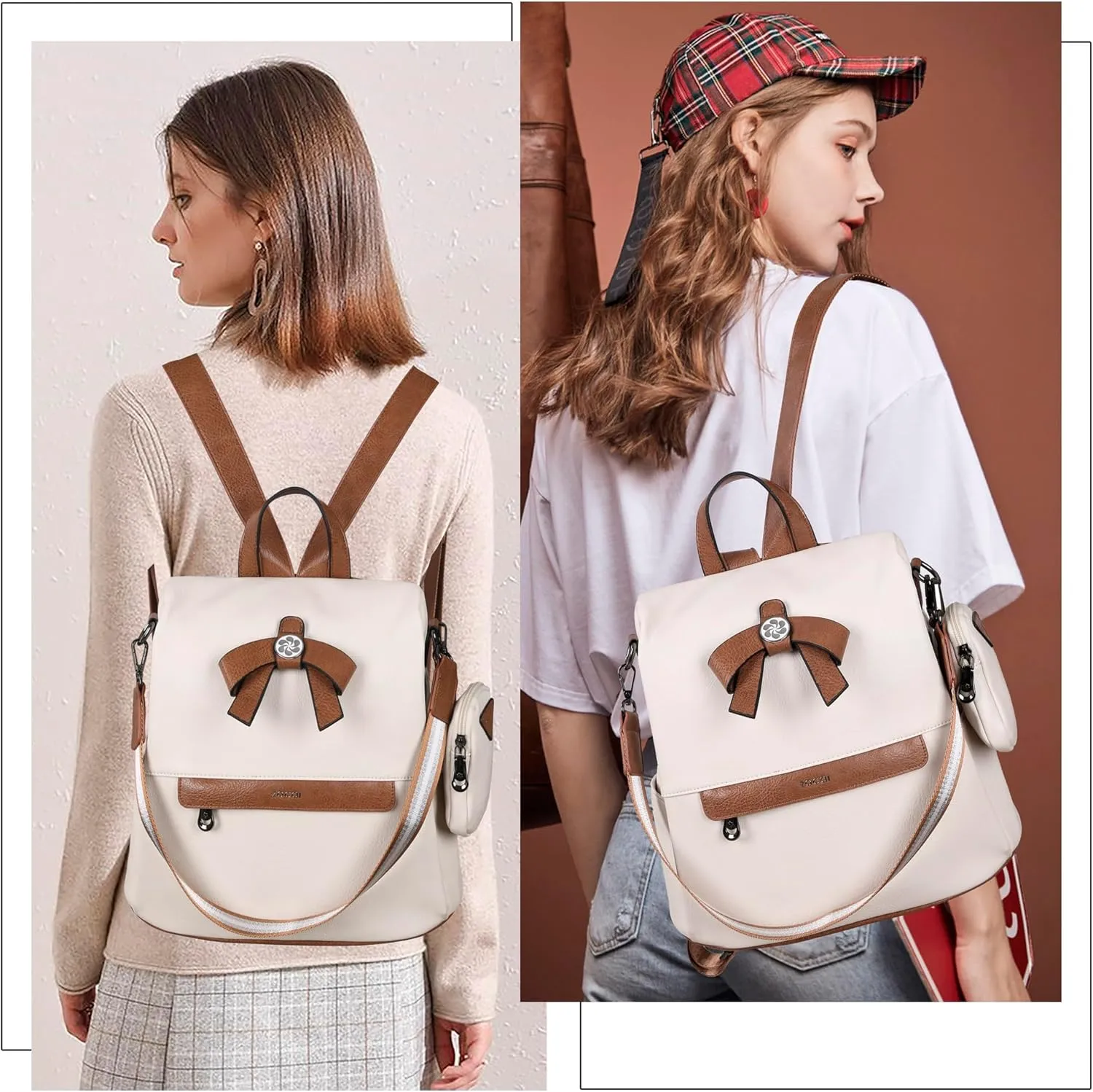 ZOCAI Backpack Purse for Women Fashion Backpack Purses PU Leather Daypacks Anti-Theft Shoulder Bag Satchel Purse