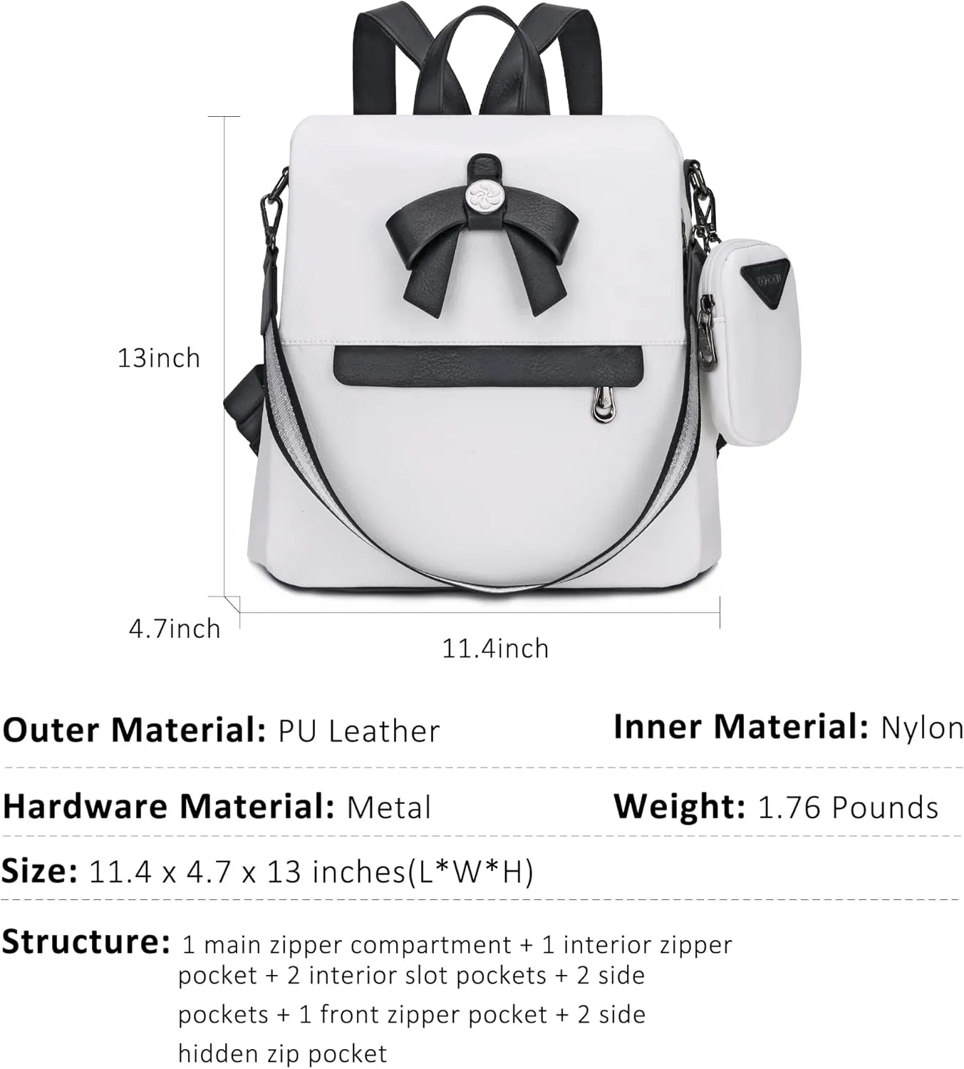 ZOCAI Backpack Purse for Women Fashion Backpack Purses PU Leather Daypacks Anti-Theft Shoulder Bag Satchel Purse