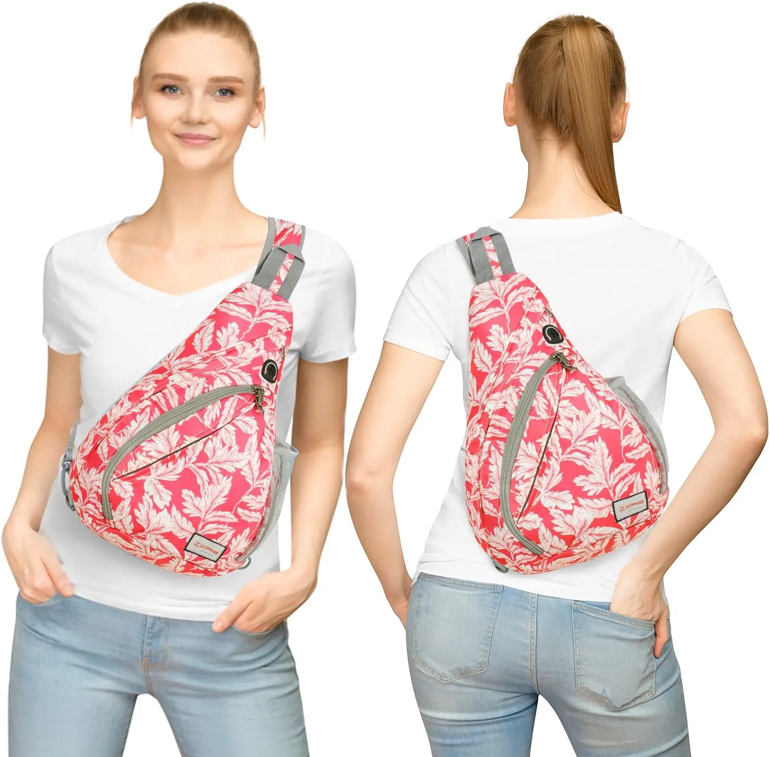 ZOMAKE Sling Bag for Women Men, Small Crossbody Sling Backpack, Mini Water Resistant Shoulder Bag