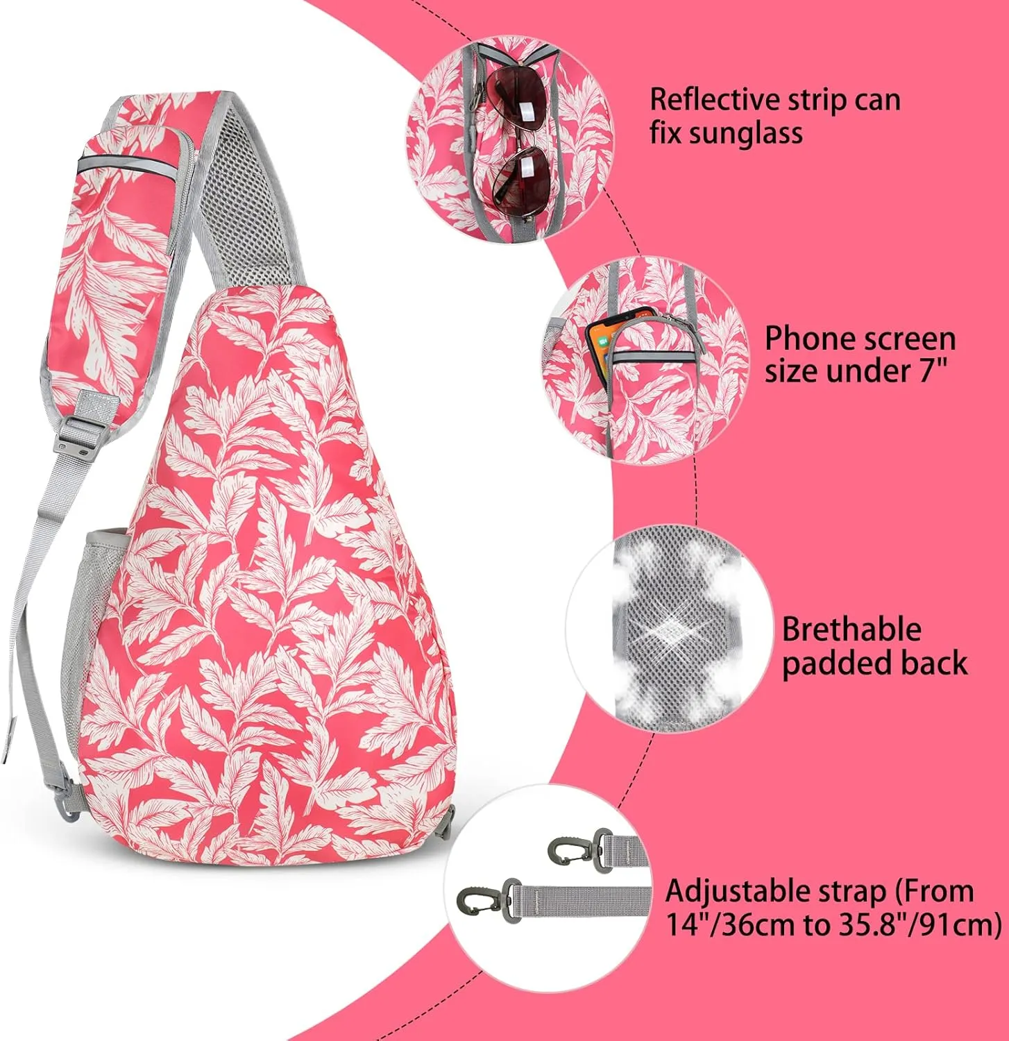 ZOMAKE Sling Bag for Women Men, Small Crossbody Sling Backpack, Mini Water Resistant Shoulder Bag