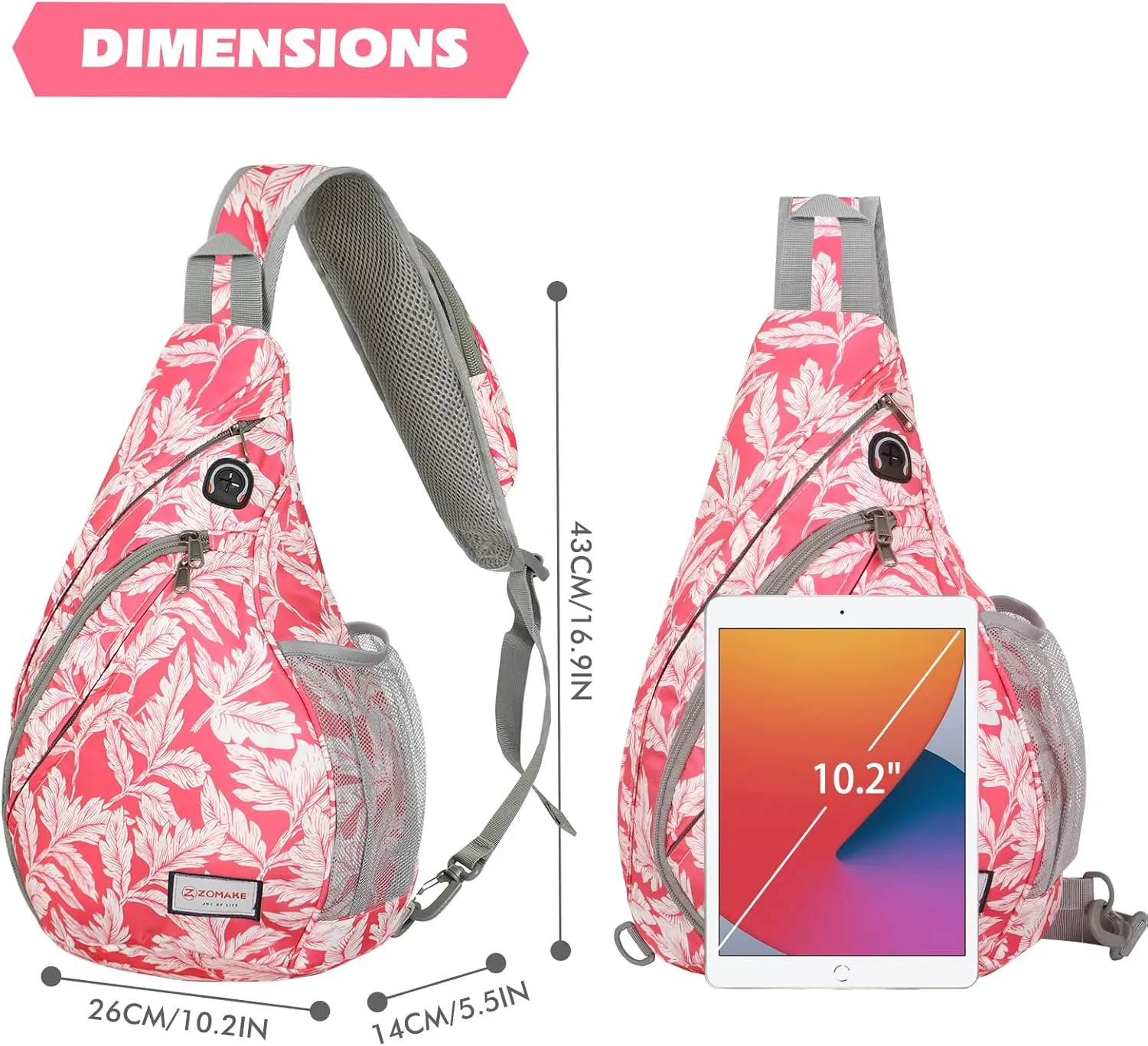 ZOMAKE Sling Bag for Women Men, Small Crossbody Sling Backpack, Mini Water Resistant Shoulder Bag