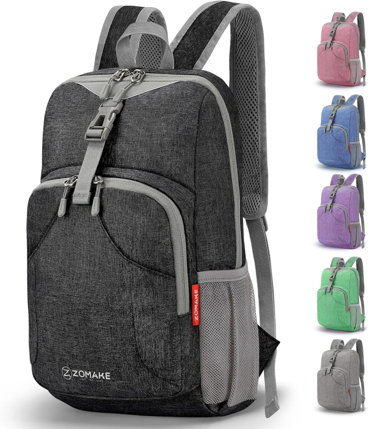 ZOMAKE Ultra Lightweight Backpack 10L, Small Hiking Daypack Water Resistant Travel Daybag Ultra Light Backpacks for Hiking (Black)