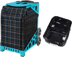 Zuca Sport Bag - Imperial Plaid with Gift One Large and Two Mini Utility Pouches (Turquoise Frame)