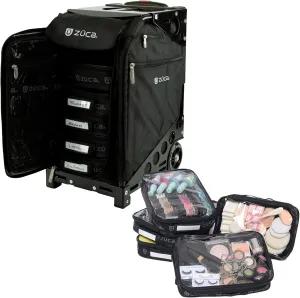 ZUCA Travel Cases for Artists and Professionals - Makeup Case with 5 Vinyl Utility Pouches, Travel Cover, 41" Telescoping Handle, Rolling Wheels & Sturdy Aluminum Frame for Makeup Artists and Creative