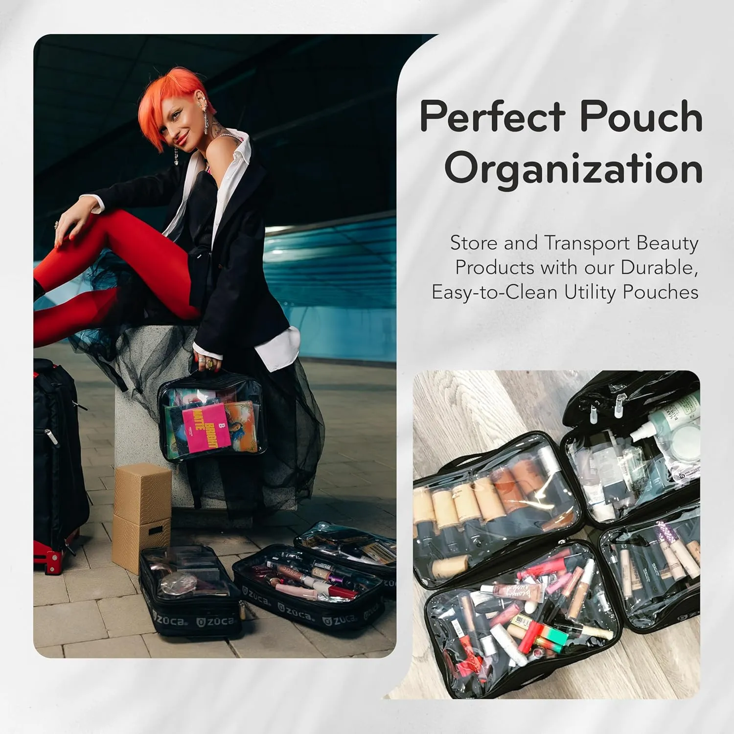 ZUCA Travel Cases for Artists and Professionals - Makeup Case with 5 Vinyl Utility Pouches, Travel Cover, 41" Telescoping Handle, Rolling Wheels & Sturdy Aluminum Frame for Makeup Artists and Creative