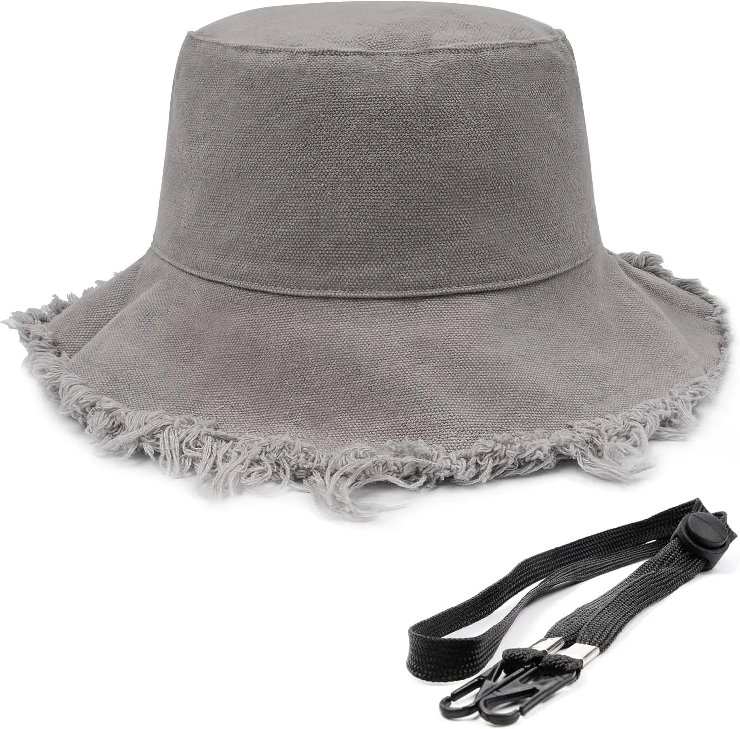 Zylioo 2XL/XL/L Frayed Bucket Hats, M/S/XS Tassel Floppy Travel Hats,2 in 1 Cute Fringe Fishing Sun Hat Small Heads