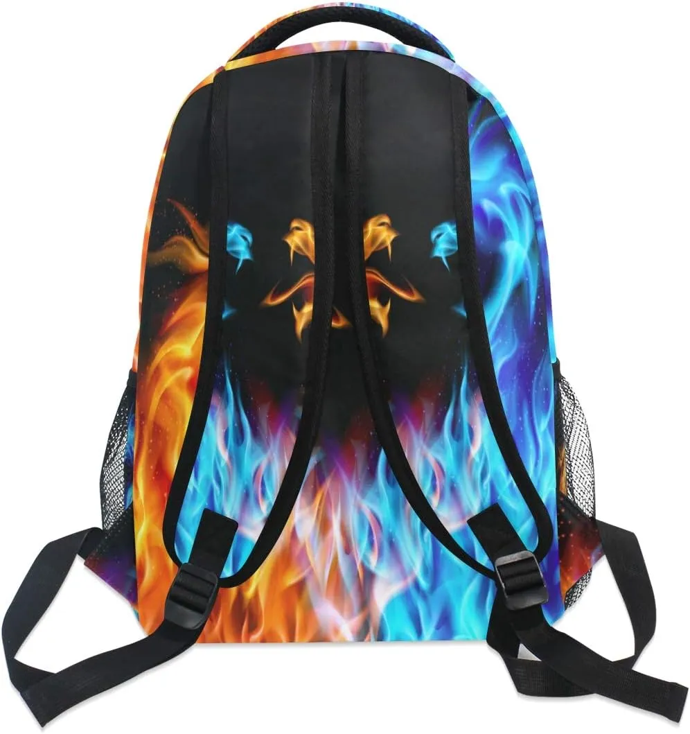 ZZKKO Animal Dragon Fire and Water Boys Girls School Computer Backpacks Book Bag Travel Hiking Camping Daypack