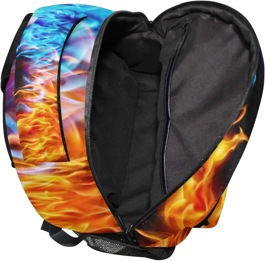 ZZKKO Animal Dragon Fire and Water Boys Girls School Computer Backpacks Book Bag Travel Hiking Camping Daypack