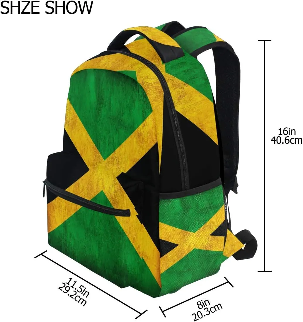 ZZKKO Jamaica Flag Computer Backpacks Book Bag Travel Hiking Camping Daypack